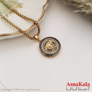 گردنبند ورساچه نگین دار استیل طلایی مشکی کد GNB16278W