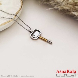 گردنبند کلید استیل طلایی نقره ای کد GNB16287W
