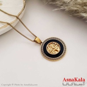 گردنبند درخت ورساچه زنانه استیل طلایی مشکی کد GNB16288W