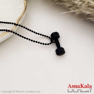 گردنبند دمبل مردانه استیل مشکی کد GNB16290W