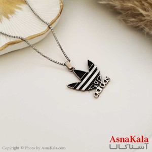 گردنبند آدیداس استیل مشکی نقره ای کد GNB16292W