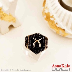 انگشتر طلاروس مردانه مدل نگین مشکی شمشیر ذوالفقار علی علیه السلام کد ANG19150W