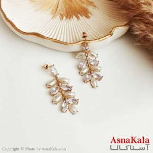 گوشواره جواهری زنانه استیل مدل برگ  کد GSH15269W