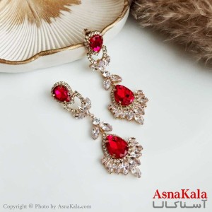 گوشواره نگین دار زنانه استیل مدل جواهری پرنسس  کد GSH15294W