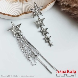 گوشواره نگین دار زنانه استیل مدل ستاره دنباله دار نقره ای کد GSH15307W