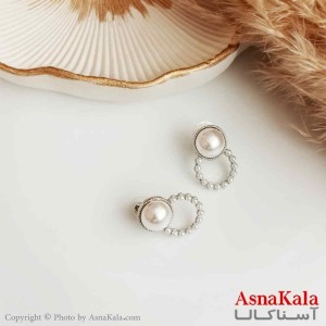 گوشواره مروارید زنانه استیل مدل نگین دار جواهری کد GSH15334W