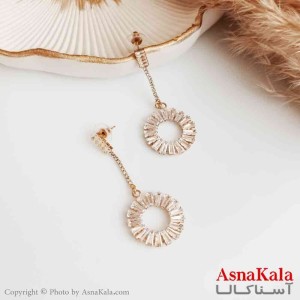 گوشواره جواهری زنانه استیل مدل آویز دایره ای کد GSH15345W
