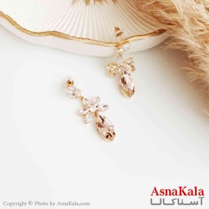 گوشواره جدید جواهری زنانه استیل مدل آویز نگین دار کد GSH15351W