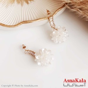 گوشواره نگین دار جواهری زنانه استیل 316 مدل گل با میخ نقره کد GSH15357W