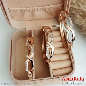 دستبند ژوپینگ اصل مدل نگین دار ضربدری شیک کد DSB18255W