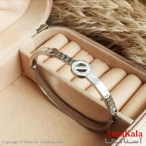 دستبند کارتیر زنانه استیل مدل نگین دار کد DSB18282W