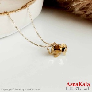 گردنبند دخترانه استیل طلایی مدل فیل سه بعدی کد GNB16386W