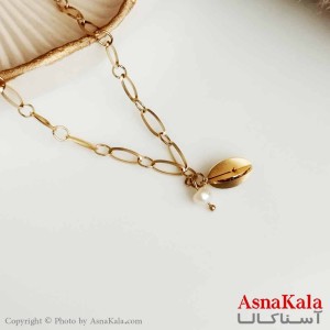 گردنبند مرواریدی دخترانه استیل طلایی کد GNB16389W