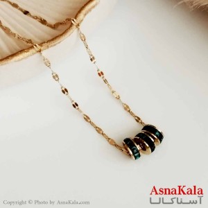 گردنبند دخترانه با زنجیر دیسکو استیل طلایی مدل گوی کد GNB16408W