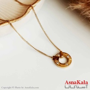 گردنبند دخترانه استیل طلایی مدل ساعتی کد GNB16411W