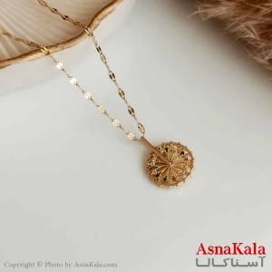 گردنبند دخترانه استیل طلایی مدل اسپیرال کد GNB16412W