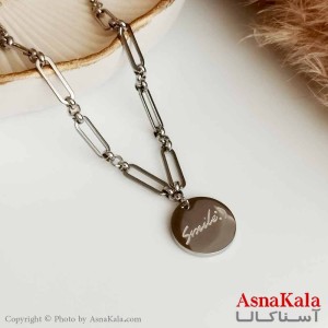 گردنبند دخترانه لبخند  استیل نقره ای کد GNB16415W