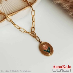 گردنبند دخترانه استیل طلایی  مدل گل لاله کد GNB16421W