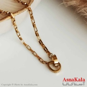 گردنبند کارتیر زنانه استیل طلایی  با زنجیر آجری کد GNB16423W