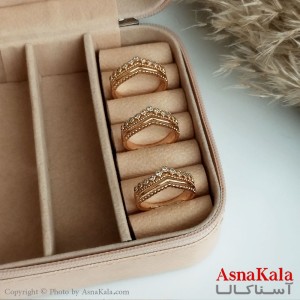 انگشتر زنانه ژوپینگ اصلی با آبکاری طلا مدل تاج کد ANG19199W