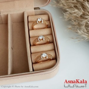 انگشتر ژوپینگ اصلی با آبکاری طلا زنانه مدل تک نگین توپی کد ANG19207W