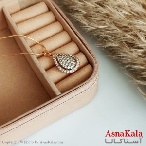 گردنبند ژوپینگ اصل زنانه مدل اشک نگین دار رنگ طلایی کد GNB16449W