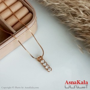 گردنبند ژوپینگ اصل زنانه مدل چهار نگین دار رنگ طلایی کد GNB16455W