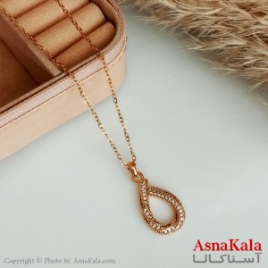 گردنبند ژوپینگ اصل زنانه مدل قطره پرنگین رنگ طلایی کد GNB16462W