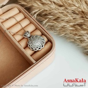 گردنبند ژوپینگ اصل زنانه نقره ای مدل دایره بینهایت فول نگین کد GNB16480W