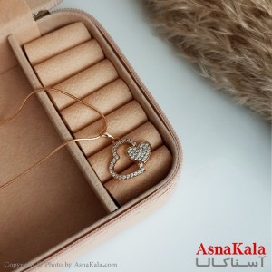 گردنبند ژوپینگ اصل دخترانه مدل قلب نگین دار رنگ طلایی کد GNB16488W
