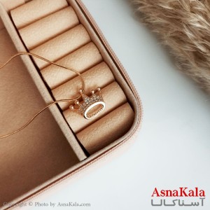 گردنبند ژوپینگ اصل دخترانه مدل تاج نگینی رنگ طلایی کد GNB16490W