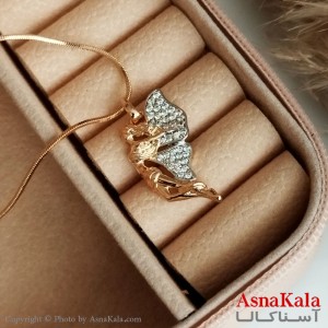 گردنبند ژوپینگ اصل زنانه مدل دختر آزاد رنگ طلایی کد GNB16510W