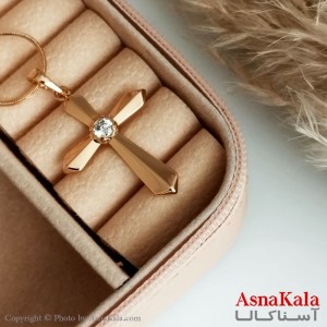 گردنبند ژوپینگ اصل زنانه مدل صلیب تک نگین کد GNB16515W