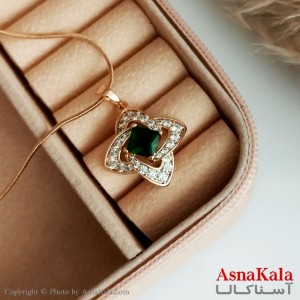گردنبند ژوپینگ اصل زنانه مدل ستاره نگین سبز کد GNB16518W