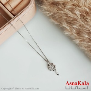 گردنبند ژوپینگ اصل دخترانه مدل گل نگینی رنگ نقره ای کد GNB16522W