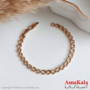 دستبند ژوپینگ اورجینال طلایی زنانه مدل قلب قلبی نیمه نگین کد DSB18286W