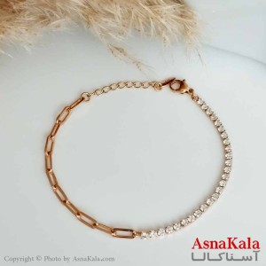 دستبند ژوپینگ اورجینال طلایی زنانه مدل تنیسی زنجیری کد DSB18309W
