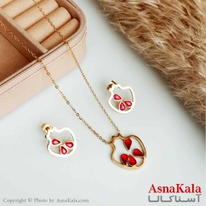 نیمست دخترانه استیل طرح انار با دانه رنگ طلایی کد NIM14147W