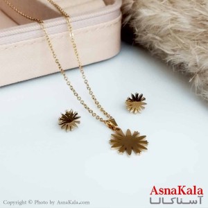 نیمست استیل دخترانه طرح گل  رنگ طلایی کد NIM14153W
