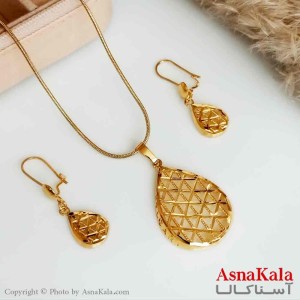 نیمست طلاروس زنانه بیضی طرح مشبک رنگ طلایی کد NIM14164W