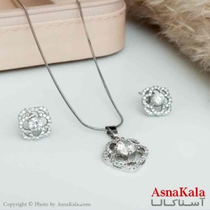 نیمست استیل دخترانه طرح گل نگیندار رنگ نقره ای کد NIM14168W