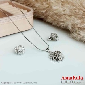 نیمست استیل دخترانه طرح  گل سه بعدی رنگ نقره ای کد NIM14169W