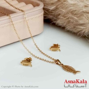 نیمست استیل دخترانه طرح ماهی رنگ طلایی کد NIM14173W