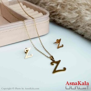 نیمست استیل دخترانه طرح  حرف Z رنگ طلایی کد NIM14180W
