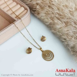 نیمست استیل دخترانه طرح  مواج رنگ طلایی کد NIM14182W