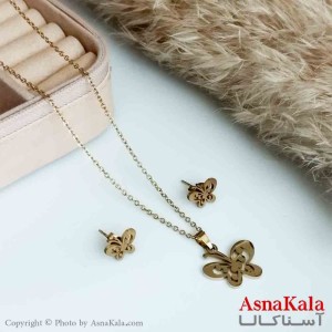 نیمست استیل دخترانه طرح  پروانه رنگ طلایی کد NIM14188W