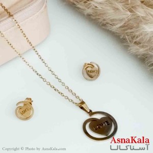 نیمست استیل دخترانه طرح قلب وLOVE جدید رنگ طلایی کد NIM14202W