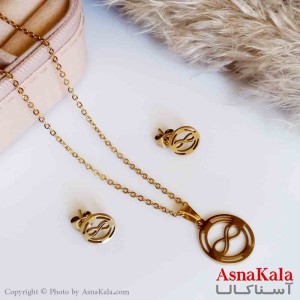 نیمست استیل دخترانه طرح  بینهایت در دایره رنگ طلایی کد NIM14212W
