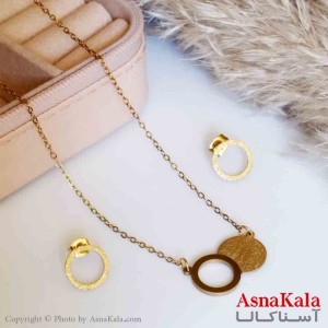 نیمست استیل دخترانه شنی  طرح دوحلقه رنگ طلایی کد NIM14233W