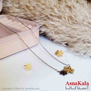 نیمست استیل دخترانه استیل شنی طرح برف رنگ نقره ای کد NIM14236W